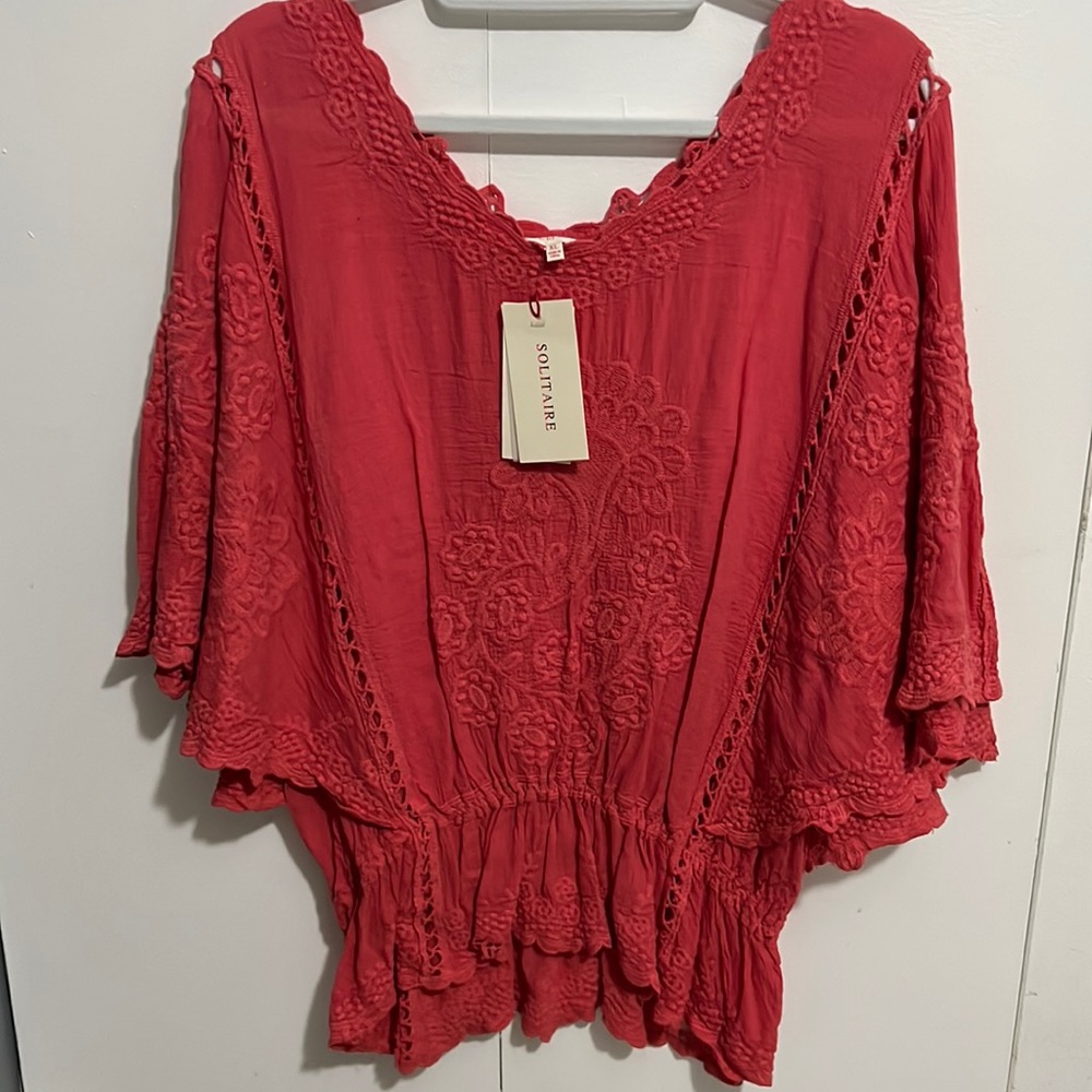 New Coral summer top 95% cotton 5% polyester